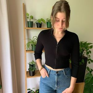 Classic cropped zip up shirt